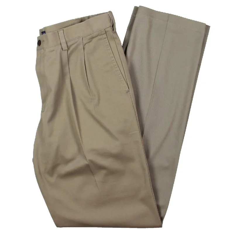 Big & Tall Mens Deep Pockets Pleated Khaki Pants