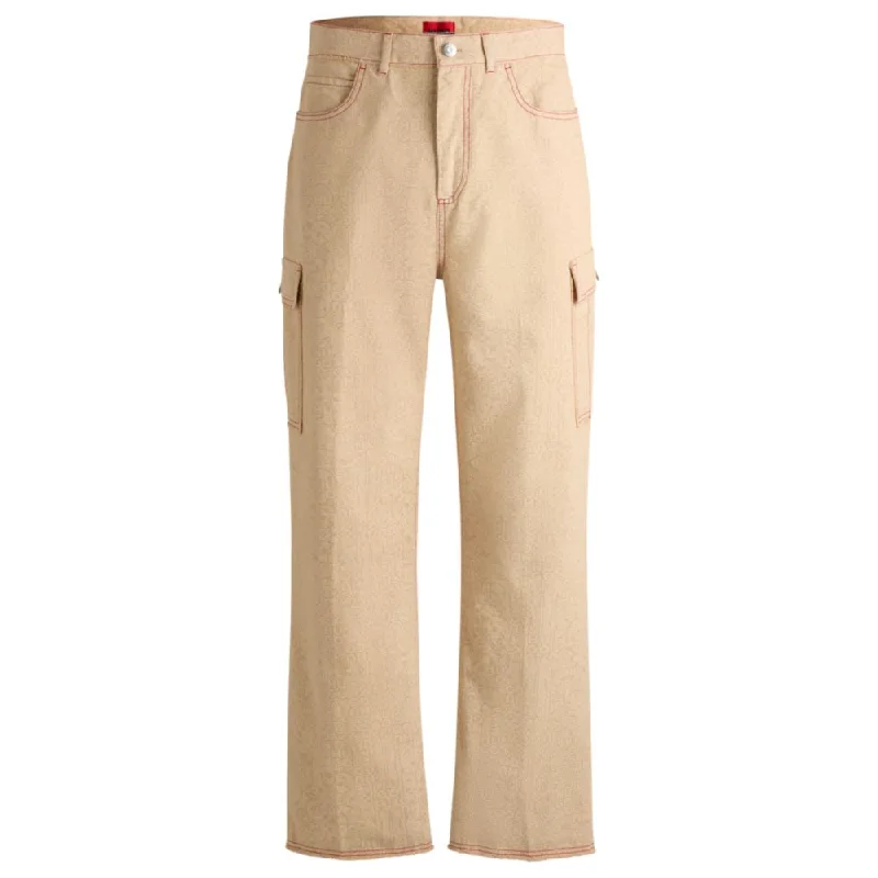 HUGO x Les Benjamins relaxed-fit trousers in printed cotton canvas