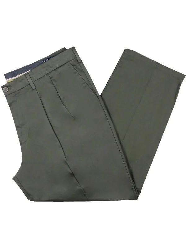 Mens Pleated Cotton Khaki Pants