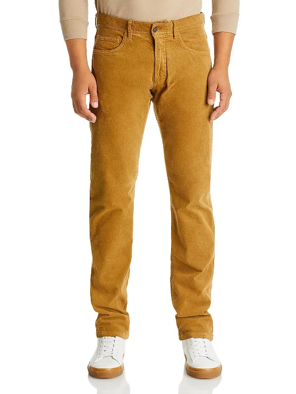 Mens Ribbed Corduroy Straight Leg Pants