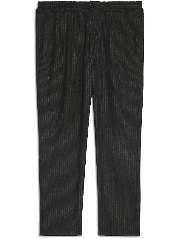 Mens Smocked Pinstripe Trouser Pants