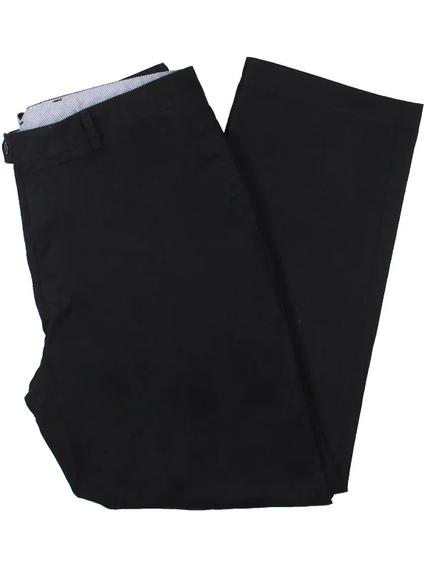 Mens Solid Cotton Straight Leg Pants