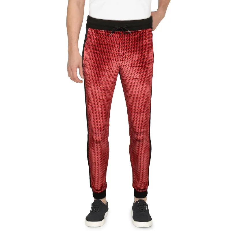 Mens Velvet Colorblock Jogger Pants