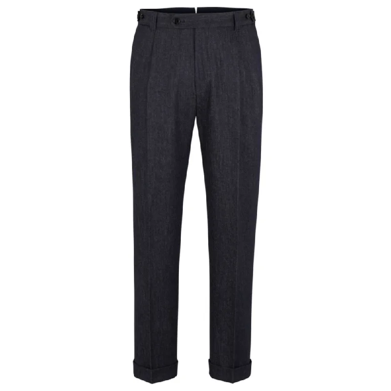 Relaxed-fit trousers in denim-effect wool