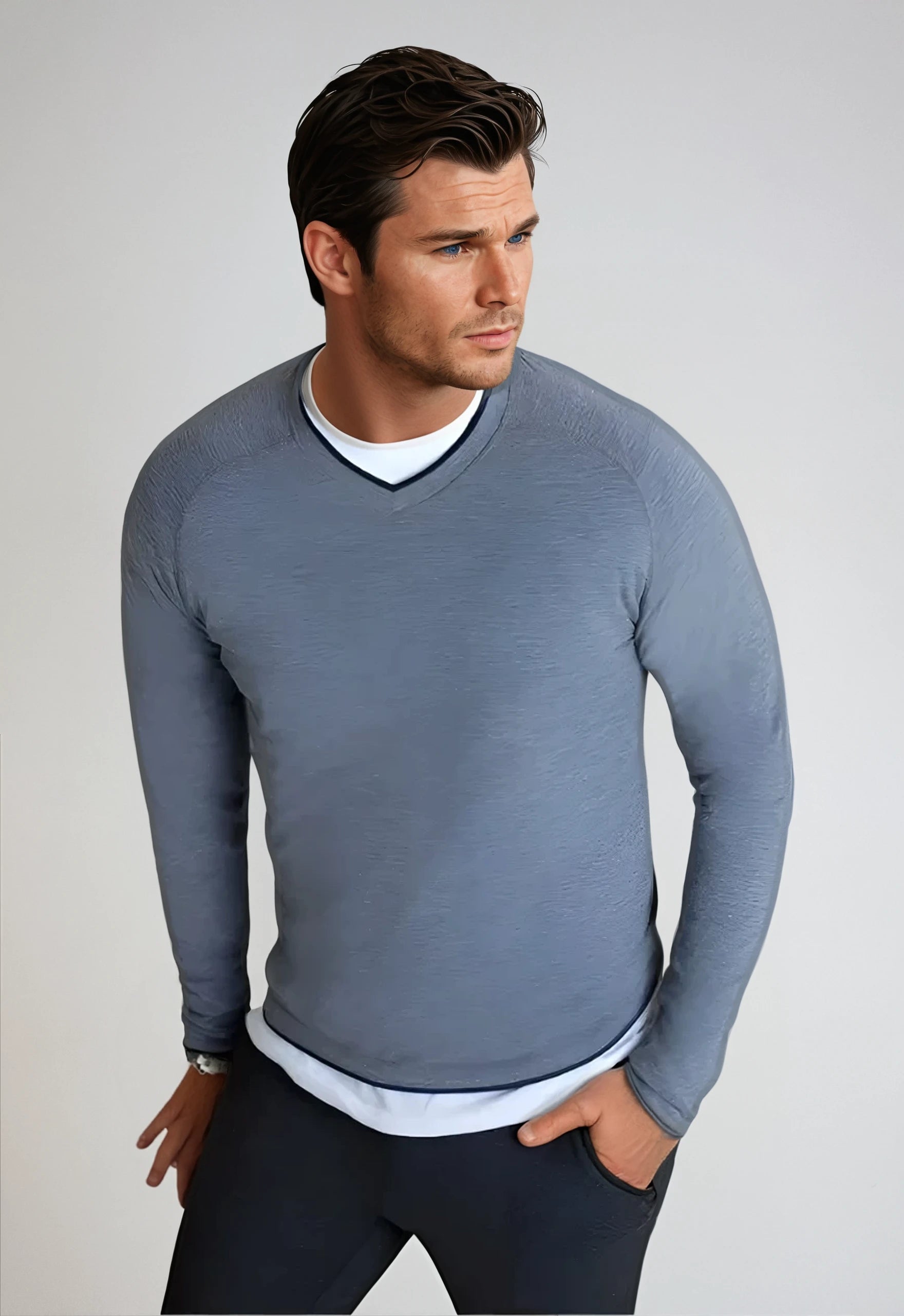 Seamless V-Neck Pullover Shirt