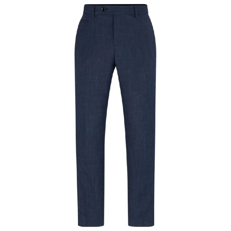 Slim-fit trousers in wool and linen