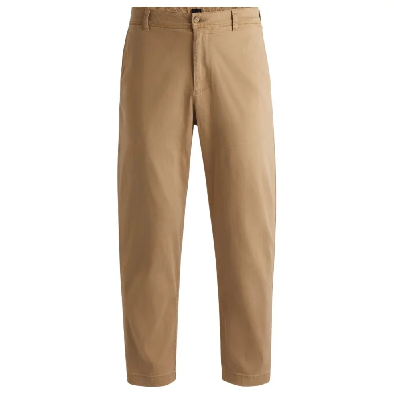 Tapered-fit regular-rise trousers in stretch twill